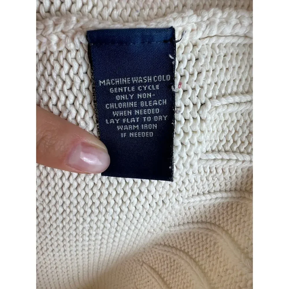 Polo Jeans Company White Long Sleeve Zip Placket Cotton Pullover Sweater Size XL